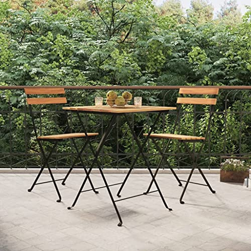 CKioict Esszimmerstühle Terrassenstühle Balkonset Bistrostühle Klappbar 2 STK. Massivholz Teak und StahlGeeignet für Garten, Terrasse & Balkon