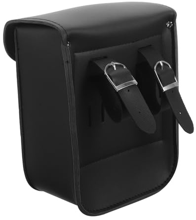 PartyKindom Kunstleder Motorrad Werkzeugtasche Organizer, Schwarz, Retro | Seitentasche für Motorrad und Elektrofahrzeug, Multifunktional, Große Kapazität, Klassischer Vintage Stil