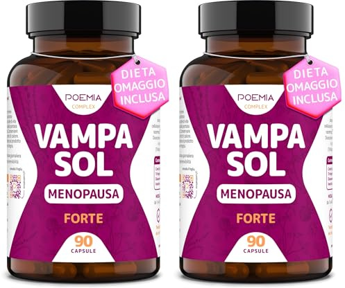 Integratore Menopausa Completo VAMPASOL con Inositolo, 90x2 Capsule Poemia | Con cimicifuga, trifoglio rosso e dioscorea; per vampate di calore, umore e sudorazione