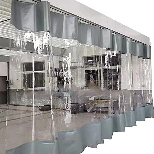 asdchZen Vorhangschiene | Vinyl-Vorhang Für Den Außenbereich Mit Durchsichtiger Planenplatte | Arbeitsbereiche Aufteilen | Partitionsraum | Wetterfest, Schnell Rollbar (3 X 2,1 M/9,8 X 6,9 Fuß)