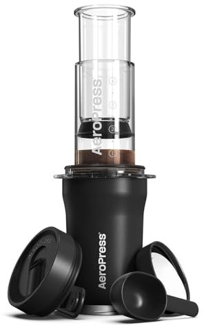 AeroPress Go Plus macchina da caffè portatile compatta 3 in 1 per viaggi, campeggio e outdoor, combina pressa francese, filtro ed espresso per un caffè corposo e ricco senza amarezza - Nero