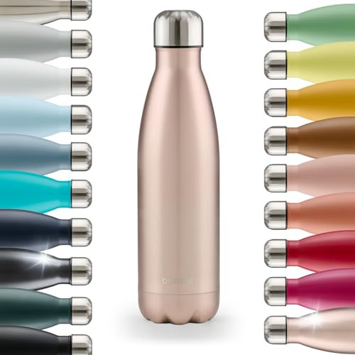 Blumtal Trinkflasche 1000 ml Edelstahl - auslaufsichere Isolierflasche - BPA-freie Trinkflasche kalt & warm - doppelwandige Insulated Bottle - rostbeständige Isolierflasche Metall Rosa