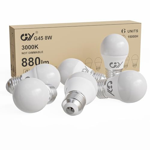 GY E27 LED Ultrahelle Energiespar Glühbirne, 8W Glühbirne E27, Ersetzt 80W lampe, G45/P45 LED Birne 880LM, 3000K Led Warmweiss, 280° Abstrahlwinkel Energiesparlampe, Nicht Dimmbar, 6 Stück