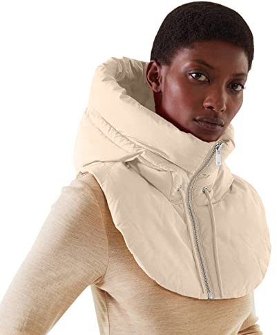 Women Men Winter Detachable False Vest Sleeveless Zip Up Fake Stand Collars Hooded Padded Gilet Lightweight Half Vestcoat Collar Hood