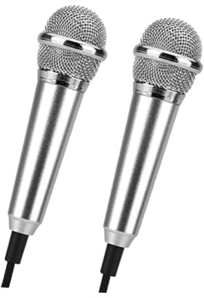 LALADEFIEE 2 Pezzi Mini Microfono per Cellulare K Song Jack 3,5 Mm, Microfono da Bar Karaoke Compatto e Leggero per Registrazione Vocale e Comunicazione Pc, Adatto Smartphone e Stili multipli
