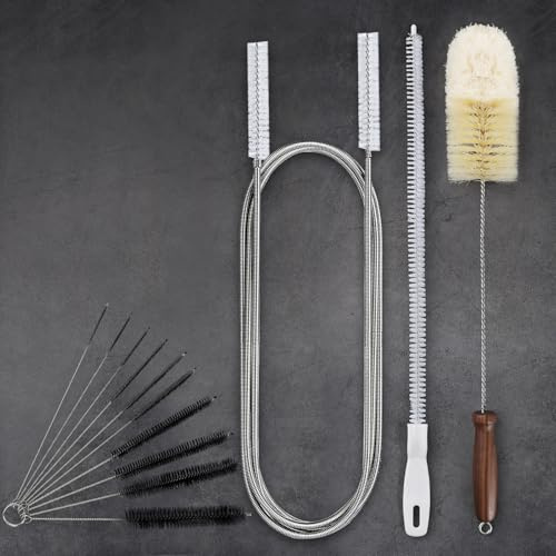 Un kit di pulizia per narghilè con 4 spazzole, tra cui una spazzola obliqua a forma di U per provette e una spazzola flessibile per il lavaggio delle bottiglie | Set di pennelli per sabbia per