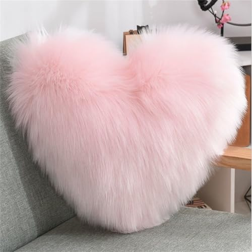 Herzkissen, Herz Kissen Kinderzimmer, Doppelseitiger Flausch Superweiches Plüsch Dekokissen, Herz Dekoratives Kissen für Wohnzimmer Sofa Kind Schlafzimmer Bett (Rosa,30x40 cm)