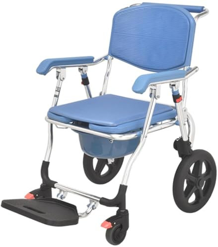 WOTZOV Duschstuhl mit Rädern | Duschrollstuhl mit Toilettenstuhl | Transportstuhl mit Rädern für einfachen Transfer | Mobiler Duschstuhl, Toilettenstuhl auf Rollen | Toilettenst