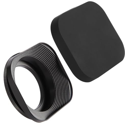 43 mm. Il paraluce quadrato in metallo è adatto per obiettivi Fujifilm filettati e obiettivi Nikon