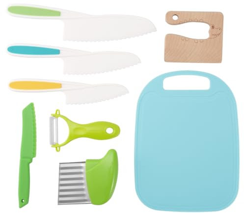 CUPERINOX Set coltelli bambini dai 2 anni | Utensili Montessori cucina 8 pezzi | Accessori sicuri per piccoli chef | Kit Mon Petit Chef | Montessori cooking per bimbi
