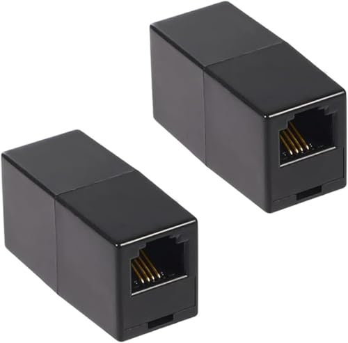 Zguziji Pack of 2 A Pair of Converter Adapter RJ11 6P4C Male to Ethernet RJ45 8P4C/8P8C Female,BLACK