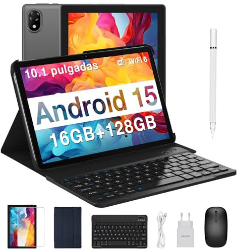 DOOGEE U10 (2025) Tablette Android 15, Tablette 10 Pouces 16Go RAM+128Go ROM(2To TF), GMS Tablette Tactile, WiFi 6, Widevine L1, 5060mAh, BT 5.0, 2 en 1 Tablette avec Clavier Souris- Gris