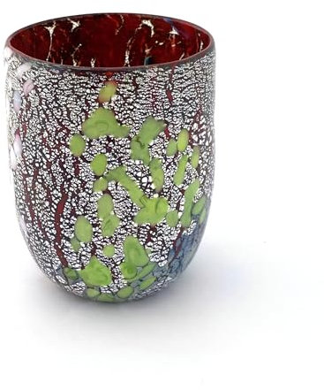 MAZZEGA ART & DESIGN - Vaso de cristal de Murano Giorgione, soplado y elaborado a mano en la isla de Murano. Línea I Colori di Murano 350 ml. Fabricado en Italia (rojo)