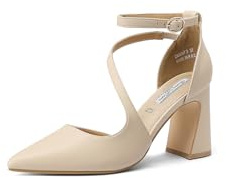 QUEEN HELENA Décolleté con Cinturino Scarpe con Tacco Alto Casual Eleganti Donna ZM9973 Beige 41