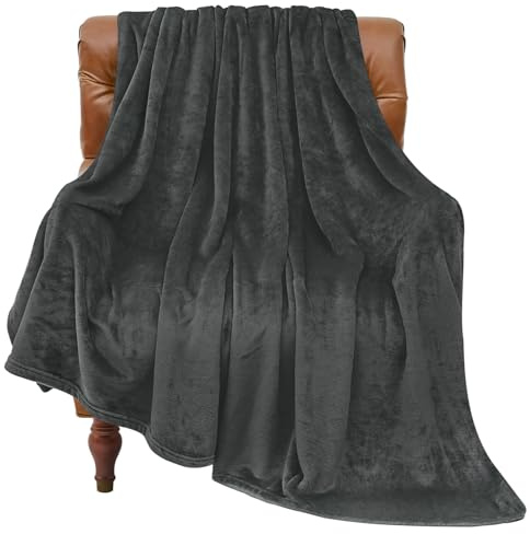 BEDELITE Fleece Blanket Charcoal Grey Throw Blankets for Couch & Bed, Luxury Plush Cozy Fuzzy 50x60 inches, Super Soft Warm Lightweight Throw for Travel Camping