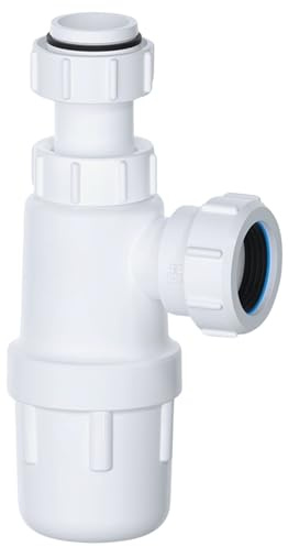 Hulthor Siphon à bouteille de 32 mm – Hauteur réglable – Siphon d'évier blanc pour évier de salle de bain et évier de cuisine – Siphon parfait pour lavabo