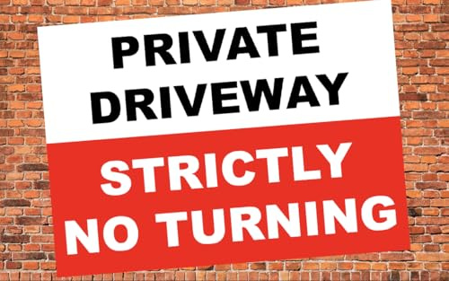 Warning Private Driveway Strictly No Turning Vehicle Caution Sign Self Adhesive Sticker A4 297mm x 210mm