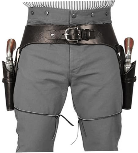 Cowboy-Waffengürtel, PU-Westerngürtel mit doppeltem Revolverhalter, Einheitsgröße, Westerngürtel für Herren, Steampunk-Kostüm für Halloween-Cosplay-Party (Kaffeebraun), Spielzeug-Revolver-Western