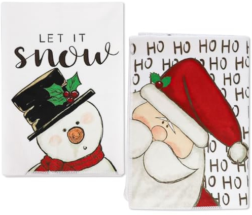 ROTKUSZ Set de 2 Toallas de Cocina Navidad (40 * 60cm), Multiusos Trapos de Suaves y Absorbentes, Paños de Cocina Navidad, Decoración de Mesa, para Decoracion Navideños Hogar, Regalos Navideños