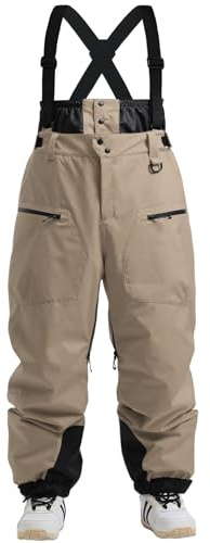 GSOU SNOW Hombres Mujeres Pantalones de Esquí Holgados Pantalones de Snowboard Baggy Pantalones de Nieve Oversize con Tirantes - Multibolsillos Impermeable Antiviento Transpirable Aislado Cálido