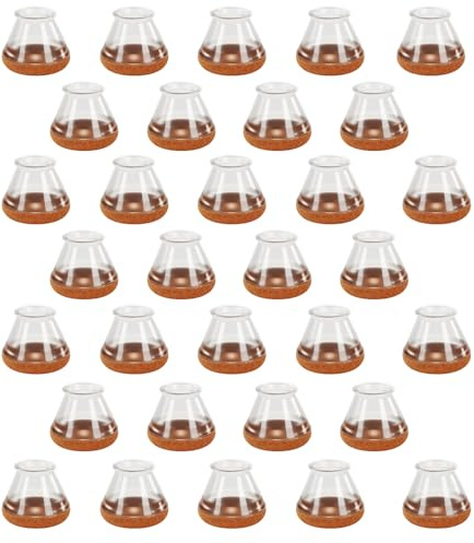 32-Pack Chair Leg Floor Protectors - Furniture Pads Floor Protectors with Thick Felt Pads for Hardwood Floors - Non-Slip Round & Square Leg Caps (Fit:18-28mm) (Small-Round Clear)