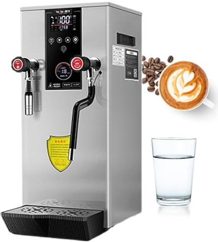 lilishangmao Espumador De Leche Profesional De 12 L Y Hervidor De Agua Automático: Máquina De Vapor Comercial, Pantalla De Temperatura Precisa + Manómetro De Presión De Vapor Grey
