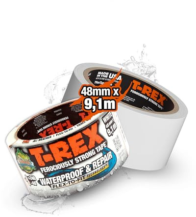 T-REX Waterproof Tape Weiß, wasserdicht, 48mm x 9,1m | Reparaturband, Dichtungsband, Pool, Unterwasser, UV-beständig, -55 bis 90°C
