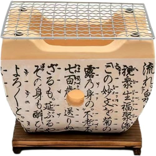 1 Set Japansk Minigrill I Keramik, Kolkolsspis För Utomhusbruk, Keramik Hibachi, Ventilationsdesign Runtom, Med Grillnät,