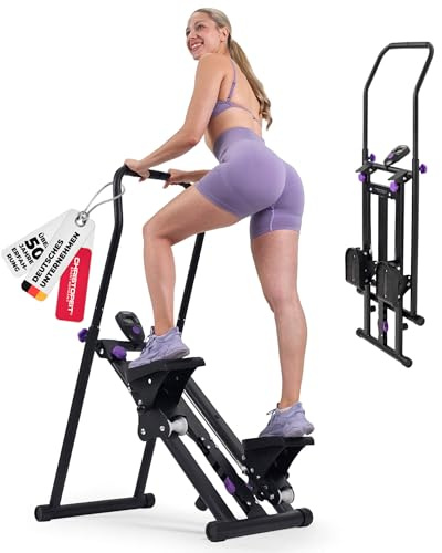 Christopeit Stepper für zu Hause - Climber 1000 mit LCD-Display, Schwarz, 3-Stufen-Widerstand, 12 kg, 150 kg max., Bewegliche Handgriffe, Kletter-Maschine Ganzkörpertraining