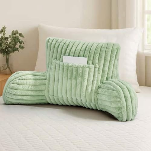 Lions Cuddle Cushion Sage Green - Soft Ribbed Comfy Reading Pillows for Adults, Back Arm Support Pillow, Heatable Pocket Cosy Snuggle Gaming Cushions for Bed Sofa