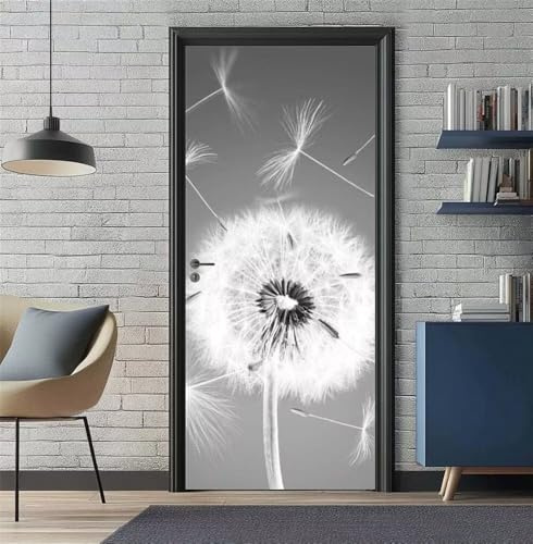 Türtapete Selbstklebend Türaufkleber Löwenzahn Grau Türfolie 77X200 cm 3D Fototapete Türposter PVC Wasserfest Türbilder Wandtattoo für Schlafzimmer Bad Wohnzimmer Tür Dekoration Abnehmbar -DS2459