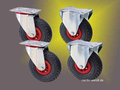 1 Satz Luftrollen ø 260 mm (120871802155) Transportrollen 2 Lenkrollen und 2 Bockrolle