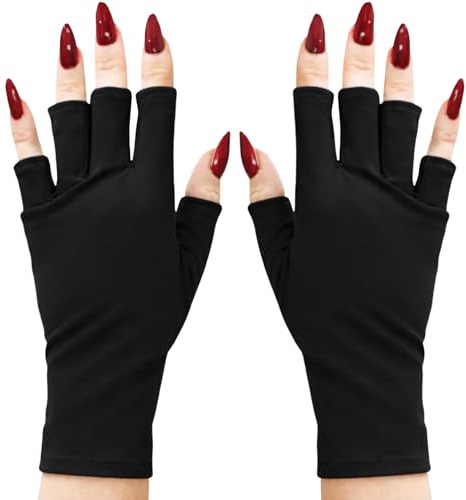 ManiGlovz Guantes de manicura con protección UV, protección solar, para usar con UV y luces LED secas (impresión artística a juego