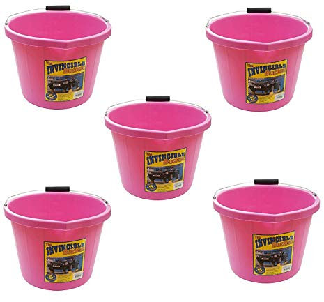 5 X Airflow Heavy Duty Invincible Builders Bucket Pink 3 Gallon 15 Litre