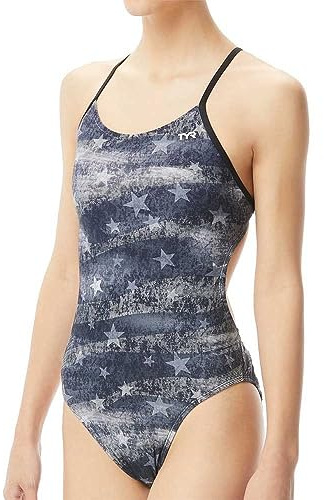 TYR American Dream Costume Donna da Allenamento vestibilità Cutoutfit, Black/Grey, 26