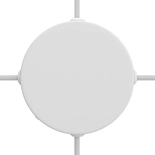 creative cables Kit Rosace cylindrique en métal avec 4 Trous latéraux (boîte de jonction) - Blanc Mat