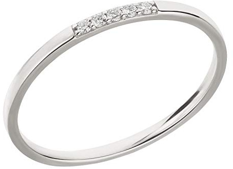 Ardeo Aurum Damenring aus 375 Gold Weißgold mit 0,05 ct Diamanten Brillant Vorsteckring schmal Stapelring Gr. 52