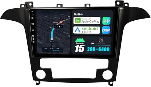 JOYX Android 10 Autoradio mit 2.5D Passt für Ford S-Max 2007-2008 - [2G+32G] - Rückfahrkamera Canbus KOSTENLOS - 9 Zoll 2 Din - Unterstützen DAB Lenkradsteuerung 4G WiFi Bluetooth Carplay Android Auto