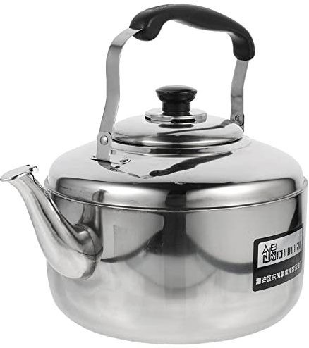 Kichvoe Edelstahl Teekessel 4L Mit Automatischem Klingelton Für Gas- Und Induktionsherd Großer Wasserkocher Mit Anti-Hitzgriff Und Schneller Wärmeübertragung Für Haushalt Und Camping