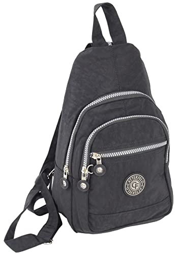 CF CATTERFELD Damen City-Rucksack aus Nylon - sehr leichter sportlicher Daypack Freizeit Fahrrad - Schwarz
