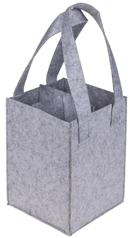 ootb Lot de 4 paniers à bouteilles en feutre réutilisables avec séparateur pour vin, bière, eau, Noir ou gris, Poche pour bouteille