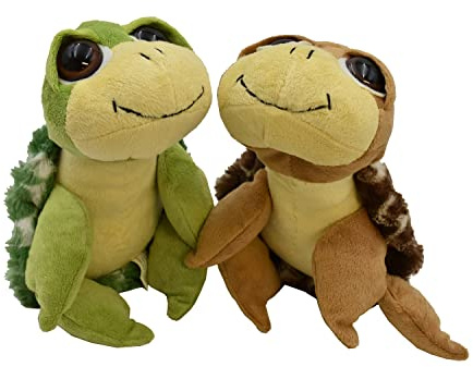 Geschenkestadl Schildkröte Kuscheltier 25 cm Grün und Braun Plüschtier Stofftier (2 Stück)