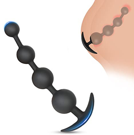 BDSMAGE Silicone Anal Beads Butt Plug, Anal Beads Long Anal Plug G-Spot Prostate Massage Anal Masturbator for Men Women Beginner Couples (M)