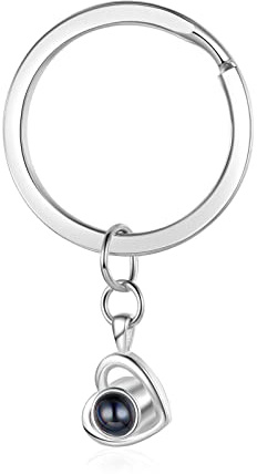 lorajewel Foto Schlüsselanhänger Schlüsselanhänger Personalisiert Bild Foto Projektion Schlüsselanhänger für Paare Rostfreier Stahl Geschenk für Mutter, Tochter, Frau, Freundin, Freund