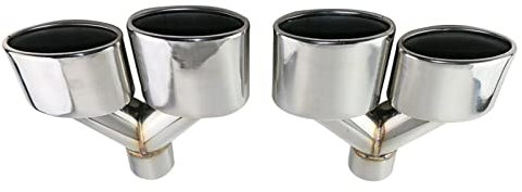 WEHOMY 54 Mm Einlass Chrom Silber Edelstahl 201 Mm Auslass Auspuff Endrohr Oval Endrohr Schalldämpfer Endstück Kehle Auspuffblenden
