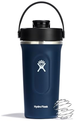 Hydro Flask - Insulated Shaker Bottle - Botella Mezcladora Aislada 709 ml (24 oz) para Batidos de Proteínas y Suplementos - Indigo