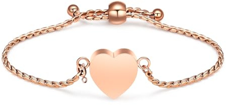 VCCWYQK Aska hjärta urna armband för kvinnor män rostfritt stål souvenir armband armband souvenir armband för mänsklig aska, 18/20/22/24 cm, Gummi Rostfritt stål hårspray Gummi Rostfritt stål, Ingen