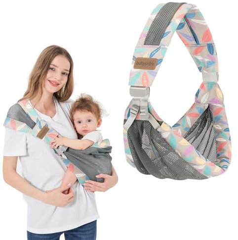 IULONEE Tragetuch Baby Neugeborene Ab Geburt - Verstellbare Ergonomische Babytrage Auf Einer Schulter - Praktischer Tragegurt Für Babys Von 3 Bis 36 Monaten (Blau)