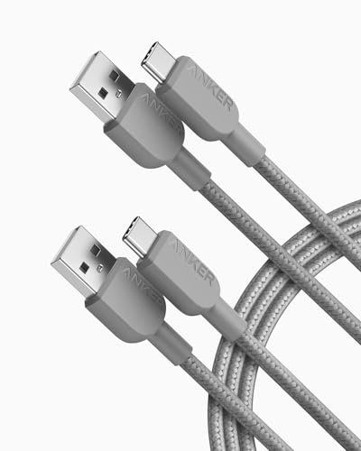 Anker Charger Cable [2 pack, 6ft], 310 USB A to Type C, Nylon Fast Charging for iPhone 17/16/15, iPad Pro, Samsung Galaxy, and More (USB 2.0, Grey)