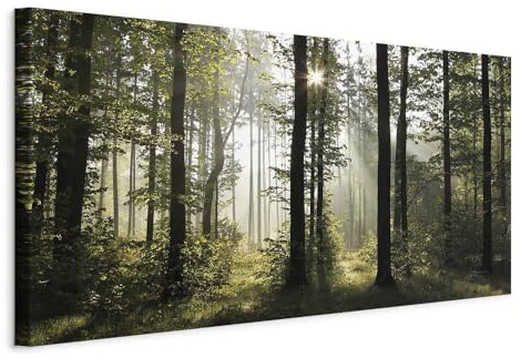 murando - Handart Bilder auf Leinwand 60x30 cm moderne handbelmalte Wandbilder XXL Mehrteilige Wanddekoration 1 Teilige Leinwandbilder Wohnzimmer Design Wand Bild Natur Wald Landschaft